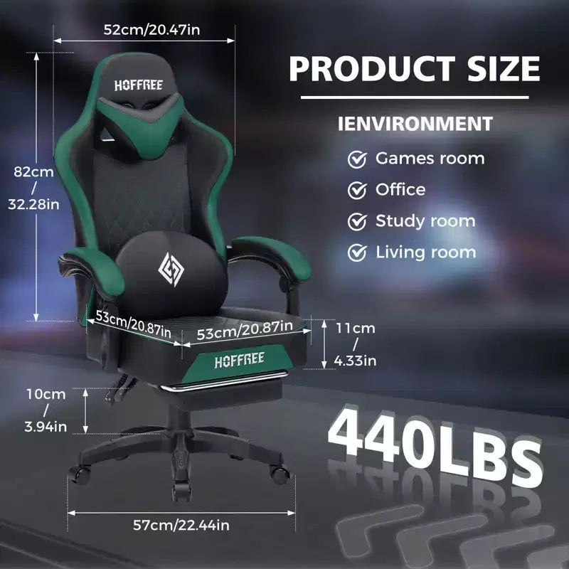 Silla ergonómica Hoffree de piel para juegos y masajes, para oficina, PC, con reposapiés y ajustable