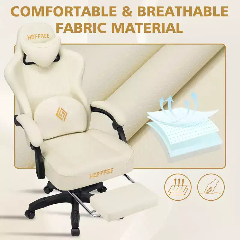 Silla ergonómica Hoffree de piel para juegos y masajes, para oficina, PC, con reposapiés y ajustable