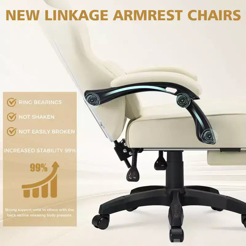 Silla ergonómica Hoffree de piel para juegos y masajes, para oficina, PC, con reposapiés y ajustable