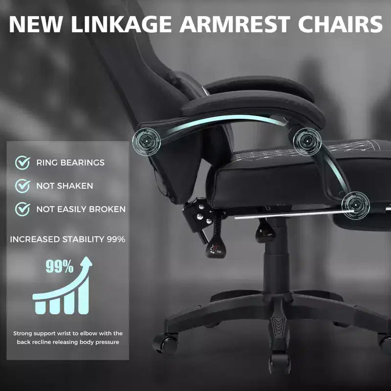 Silla ergonómica Hoffree de piel para juegos y masajes, para oficina, PC, con reposapiés y ajustable
