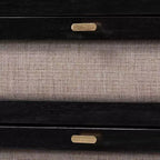Juego de dormitorio de 5 piezas Baxton Studio Shirin de tela beige y madera negra, tamaño Queen, estilo de mediados de siglo