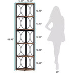 Estantería esquinera alta Lantine de 66.92 pulgadas, estantería de 6 niveles rústica para libros y almacenamiento
