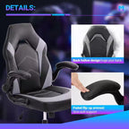 Sillón ergonómico giratorio de oficina de cuero sintético con soporte lumbar, silla de juego para computadora