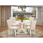 Juego de comedor redondo HomeStock de 5 piezas con sillas Parsons de tela de lino