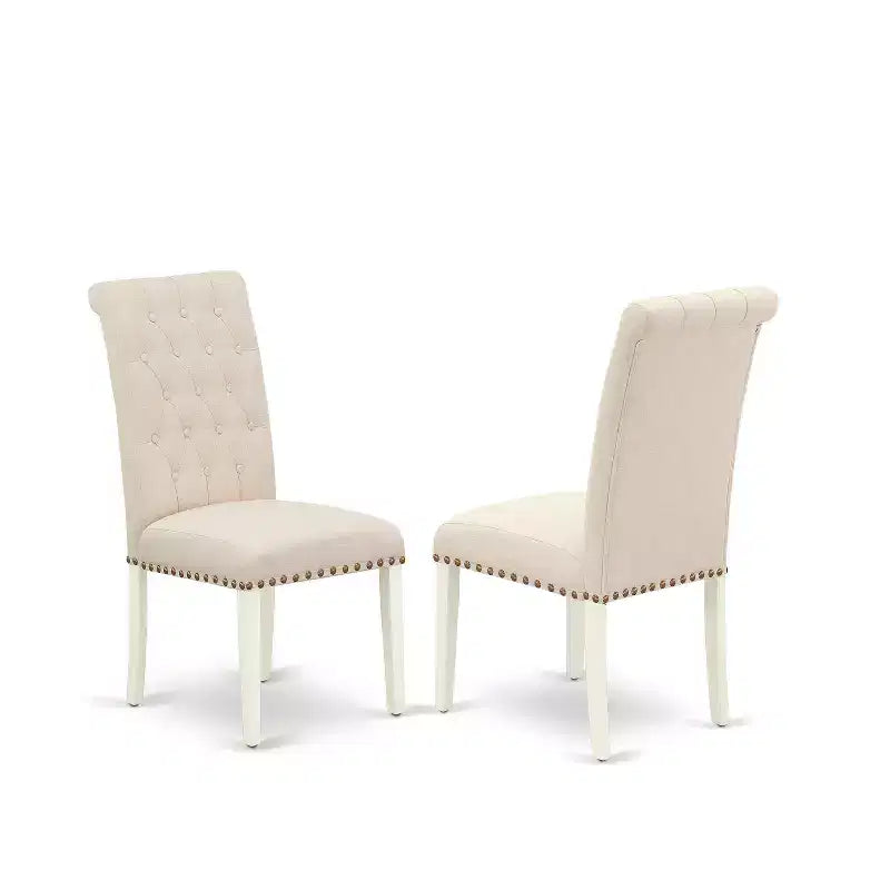 Juego de mesa de cocina HomeStock de 7 piezas, sillas Parson en lino blanco