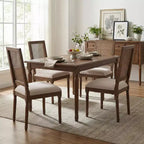Christopher Knight Home Sillas de comedor tapizadas de madera y mimbre estilo rústico francés Brownell (Juego de 4)