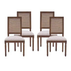Christopher Knight Home Sillas de comedor tapizadas de madera y mimbre estilo rústico francés Brownell (Juego de 4)