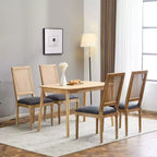 Christopher Knight Home Sillas de comedor tapizadas de madera y mimbre estilo rústico francés Brownell (Juego de 4)