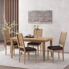 Christopher Knight Home Sillas de comedor tapizadas de madera y mimbre estilo rústico francés Brownell (Juego de 4)