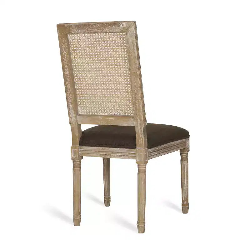 Christopher Knight Home Sillas de comedor tapizadas de madera y mimbre estilo rústico francés Brownell (Juego de 4)
