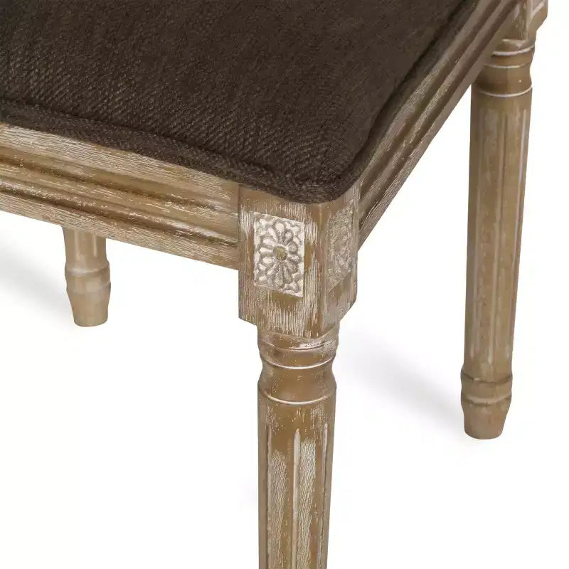 Christopher Knight Home Sillas de comedor tapizadas de madera y mimbre estilo rústico francés Brownell (Juego de 4)