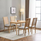 Christopher Knight Home Sillas de comedor tapizadas de madera y mimbre estilo rústico francés Brownell (Juego de 4)