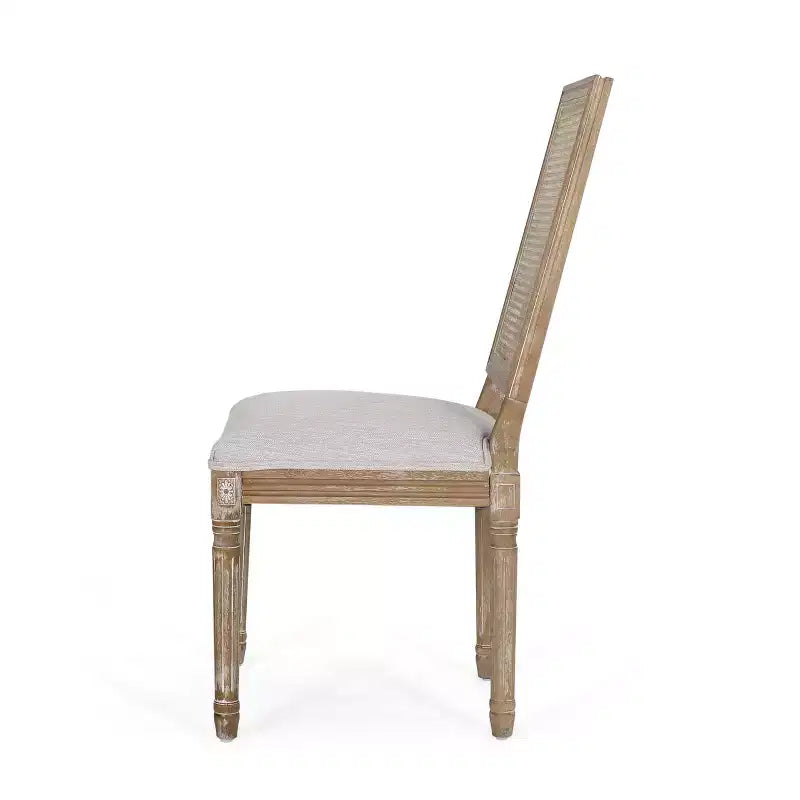 Christopher Knight Home Sillas de comedor tapizadas de madera y mimbre estilo rústico francés Brownell (Juego de 4)