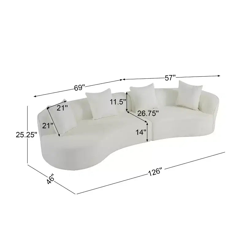 Christopher Knight Home Hailey Sofá seccional curvo moderno tapizado en bouclé de 126" y 5 plazas con almohadas