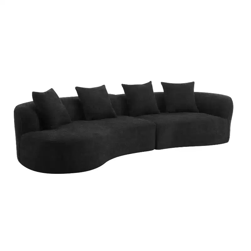 Christopher Knight Home Hailey Sofá seccional curvo moderno tapizado en bouclé de 126" y 5 plazas con almohadas