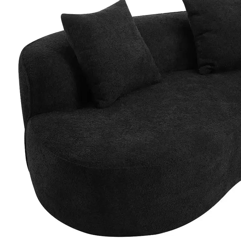 Christopher Knight Home Hailey Sofá seccional curvo moderno tapizado en bouclé de 126" y 5 plazas con almohadas