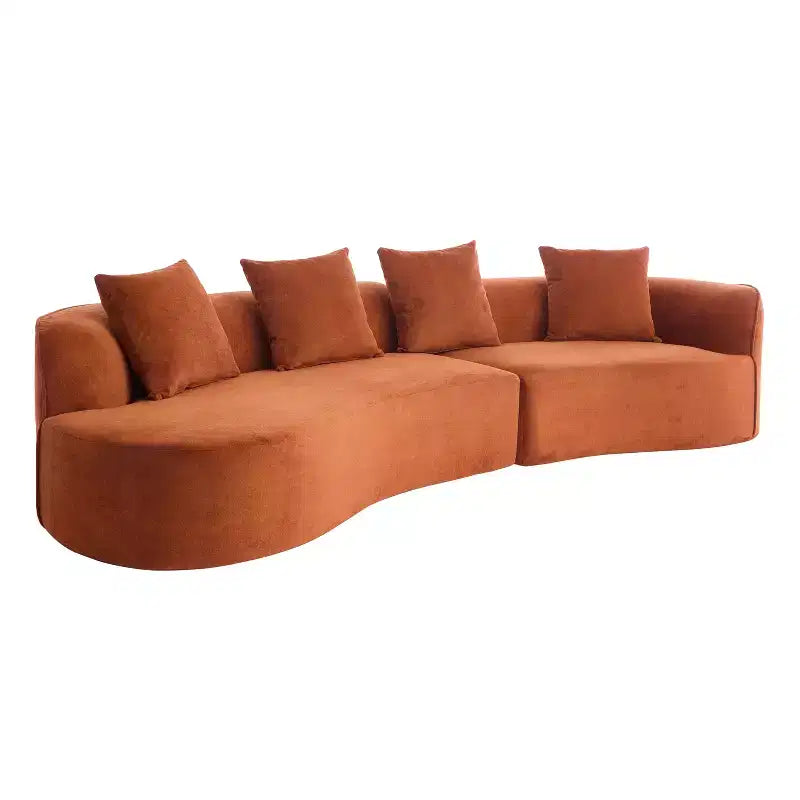 Christopher Knight Home Hailey Sofá seccional curvo moderno tapizado en bouclé de 126" y 5 plazas con almohadas
