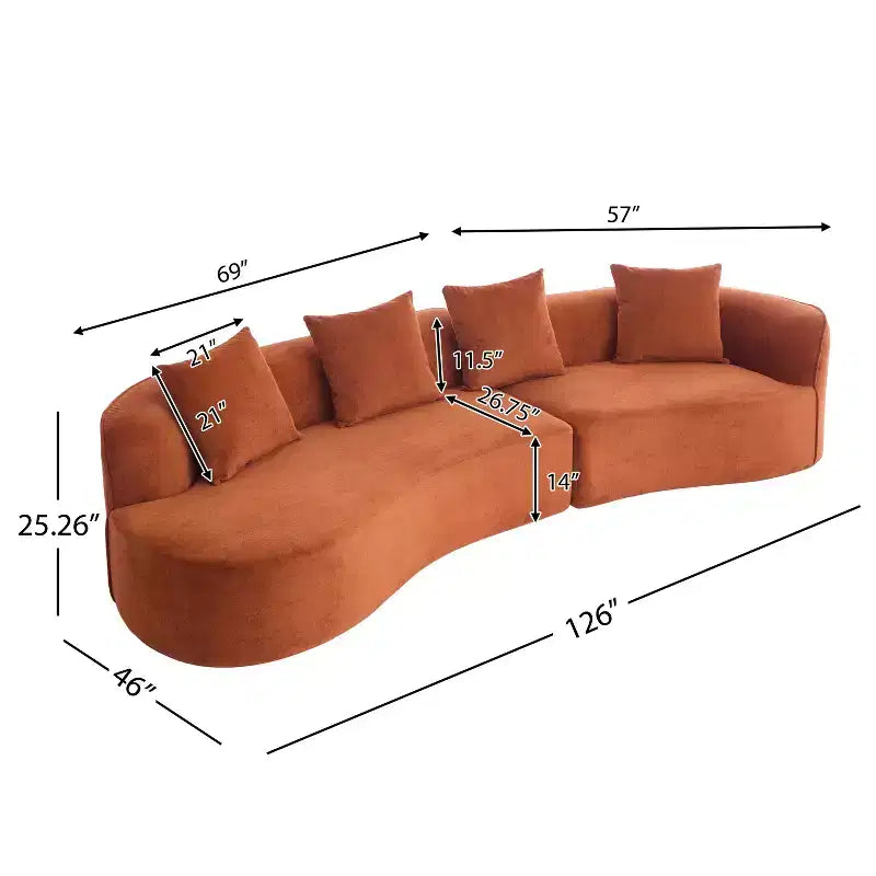 Christopher Knight Home Hailey Sofá seccional curvo moderno tapizado en bouclé de 126" y 5 plazas con almohadas