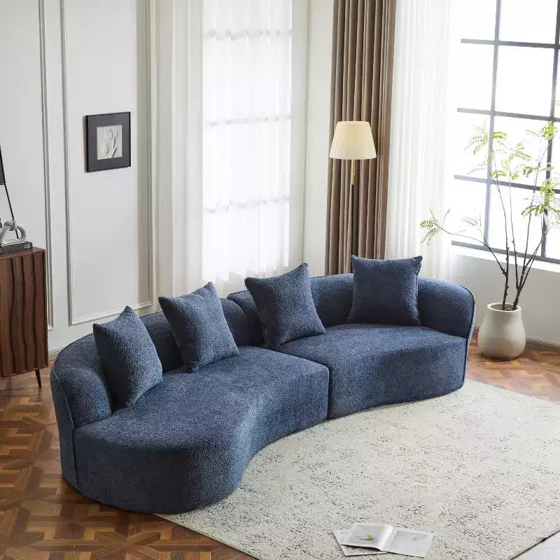 Christopher Knight Home Hailey Sofá seccional curvo moderno tapizado en bouclé de 126" y 5 plazas con almohadas