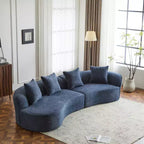 Christopher Knight Home Hailey Sofá seccional curvo moderno tapizado en bouclé de 126" y 5 plazas con almohadas