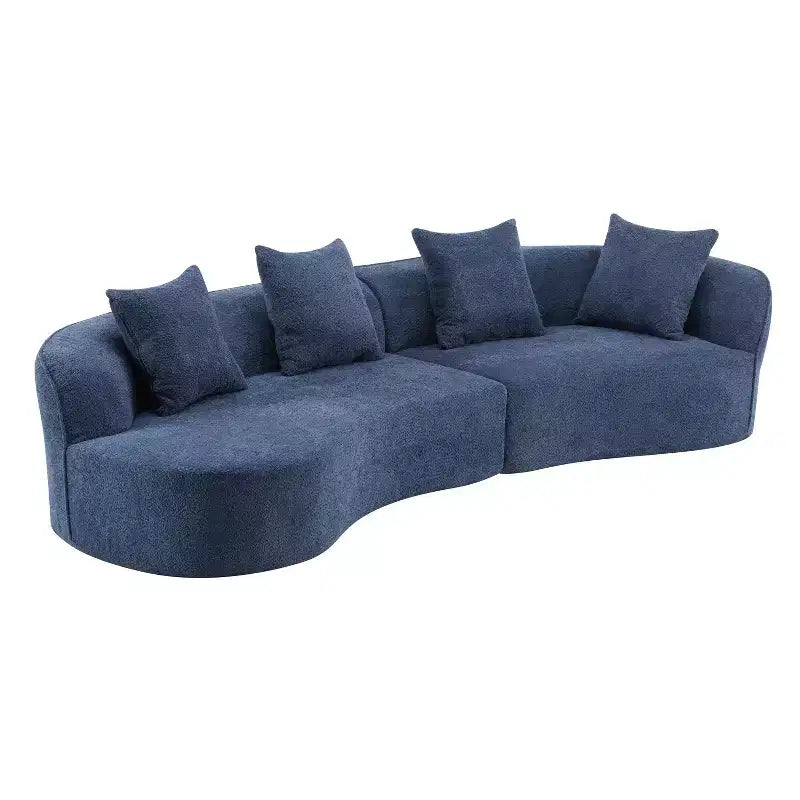 Christopher Knight Home Hailey Sofá seccional curvo moderno tapizado en bouclé de 126" y 5 plazas con almohadas