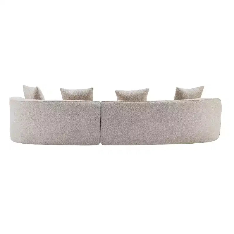 Christopher Knight Home Hailey Sofá seccional curvo moderno tapizado en bouclé de 126" y 5 plazas con almohadas