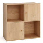Estantería Costway de 4 cubos con doble kit antivuelco y 2 armarios organizadores, blanca/natural