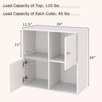Estantería Costway de 4 cubos con doble kit antivuelco y 2 armarios organizadores, blanca/natural