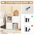 Estantería Costway de 4 cubos con doble kit antivuelco y 2 armarios organizadores, blanca/natural