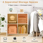 Estantería Costway de 4 cubos con doble kit antivuelco y 2 armarios organizadores, blanca/natural