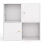 Estantería Costway de 4 cubos con doble kit antivuelco y 2 armarios organizadores, blanca/natural