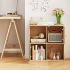 Estantería Costway de 4 cubos con doble kit antivuelco y 2 armarios organizadores, blanca/natural