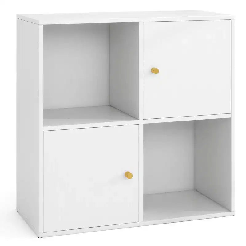 Estantería Costway de 4 cubos con doble kit antivuelco y 2 armarios organizadores, blanca/natural