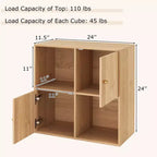 Estantería Costway de 4 cubos con doble kit antivuelco y 2 armarios organizadores, blanca/natural