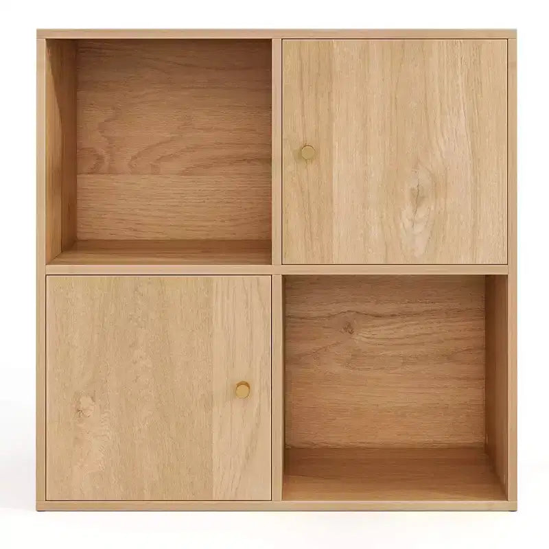 Estantería Costway de 4 cubos con doble kit antivuelco y 2 armarios organizadores, blanca/natural