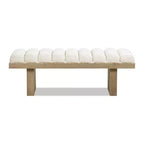 Jennifer Taylor Home Bella Banco de acento moderno tapizado de 52 pulgadas, boucle blanco marfil
