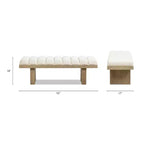 Jennifer Taylor Home Bella Banco de acento moderno tapizado de 52 pulgadas, boucle blanco marfil