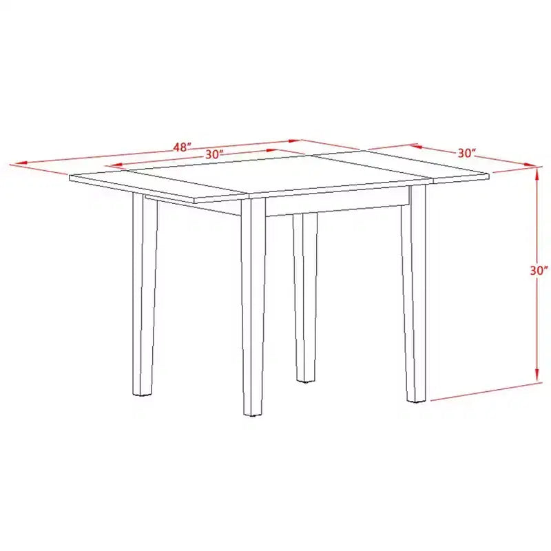 Mesa rectangular HomeStock de 30x48 con 2 alas abatibles