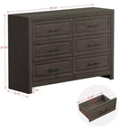Juego de dormitorio de muebles de 5 piezas de madera natural antigua tamaño Queen - Cama, 2 cómodas, espejo y mesita de noche