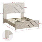 Juego de dormitorio de muebles de 5 piezas de madera natural antigua tamaño Queen - Cama, 2 cómodas, espejo y mesita de noche