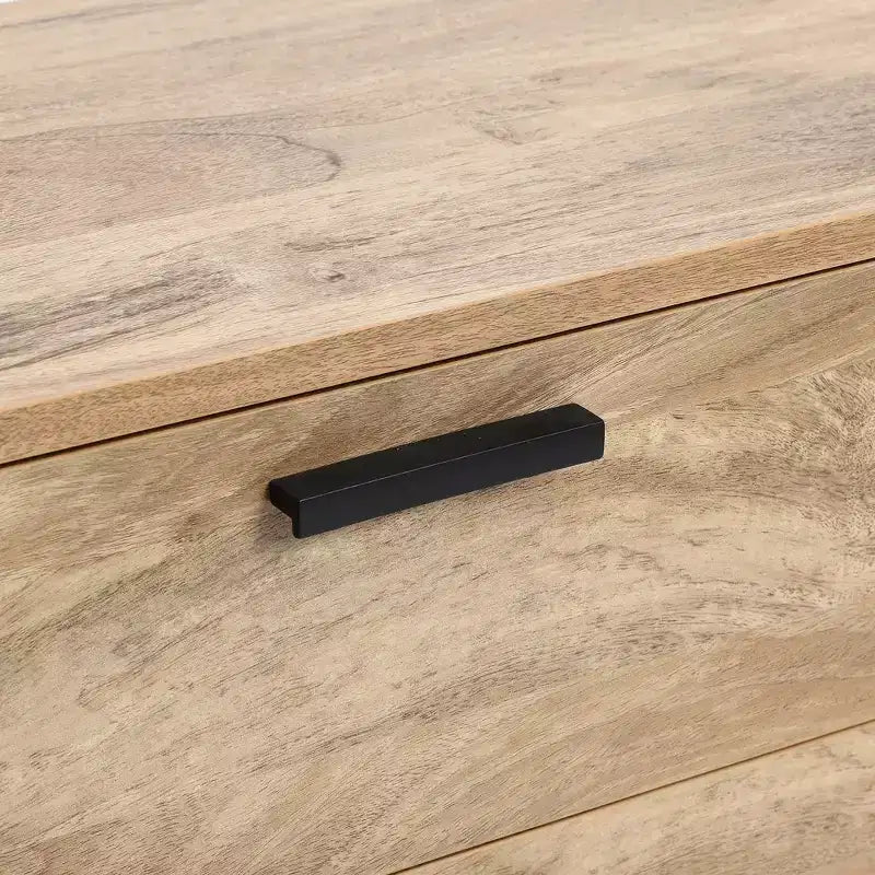 LuxenHome Aparador Alacena con Almacenamiento, Gabinete Consola de Acabado en Roble Natural de Madera Manufacturada de 59'' de Ancho con 2 Puertas y 3 Cajones