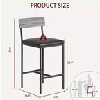 Juego de 2 taburetes de bar, taburetes de bar de cocina con reposapiés, taburetes de bar tapizados en PU de altura de mostrador, sillas de bar para isla de cocina, mostrador