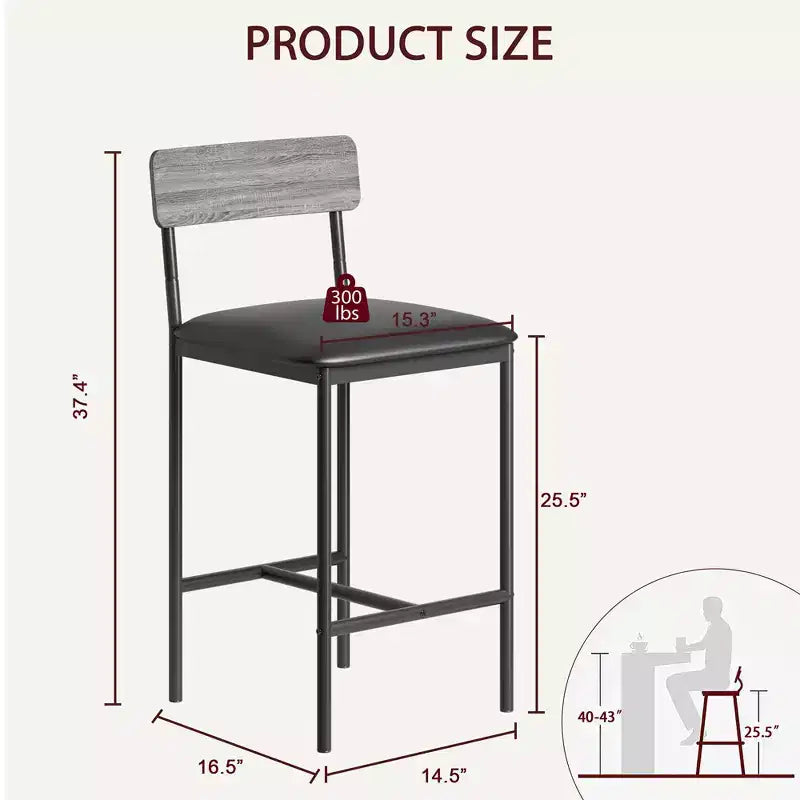 Juego de 2 taburetes de bar, taburetes de bar de cocina con reposapiés, taburetes de bar tapizados en PU de altura de mostrador, sillas de bar para isla de cocina, mostrador