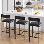 Juego de 2 taburetes de bar, taburetes de bar de cocina con reposapiés, taburetes de bar tapizados en PU de altura de mostrador, sillas de bar para isla de cocina, mostrador