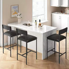 Juego de 2 taburetes de bar, taburetes de bar de cocina con reposapiés, taburetes de bar tapizados en PU de altura de mostrador, sillas de bar para isla de cocina, mostrador