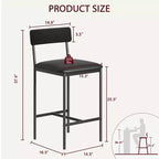 Juego de 2 taburetes de bar, taburetes de bar de cocina con reposapiés, taburetes de bar tapizados en PU de altura de mostrador, sillas de bar para isla de cocina, mostrador