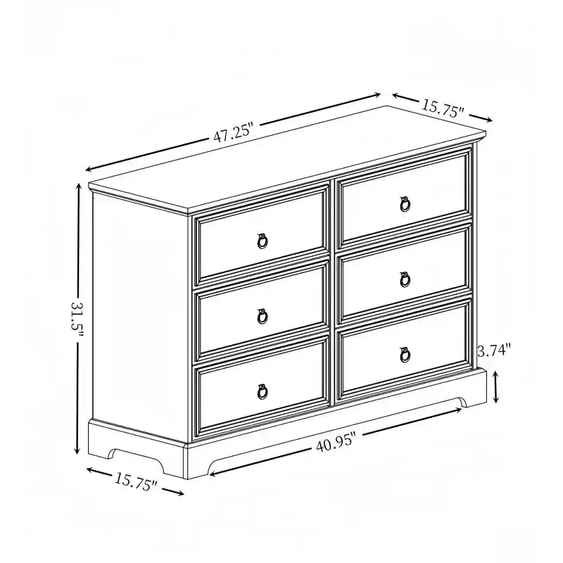 Gabinete auxiliar de 31.5 pulgadas de alto con 6 cajones AndMakers