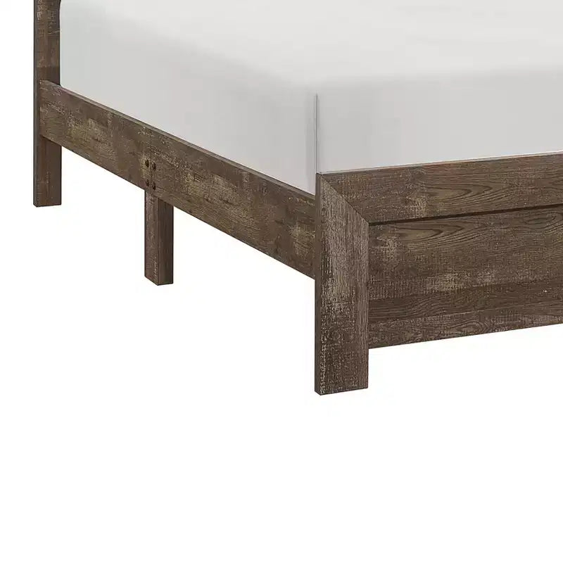 Cama de panel de madera tamaño completo GDFStudio Geoffrey rústica marrón