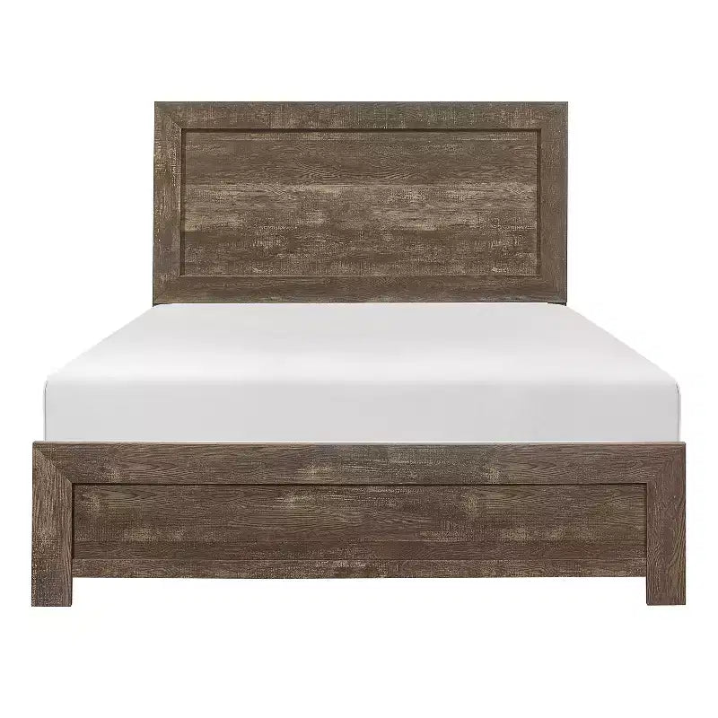 Cama de panel de madera tamaño completo GDFStudio Geoffrey rústica marrón