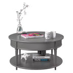 RealRooms Arielle Round Two-Shelf Coffee Table, Gray